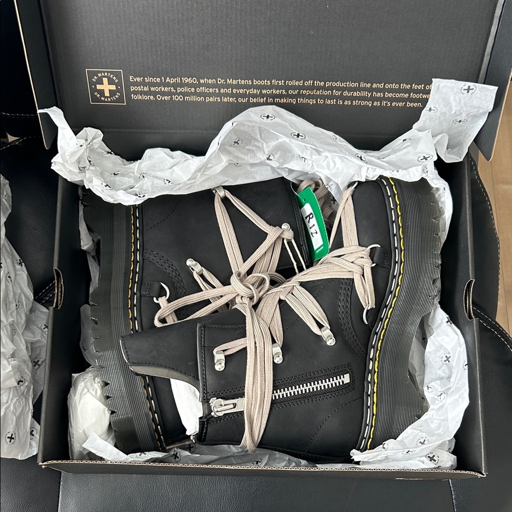 Dr. Martens x Rick Owens 1460 Mega lace quad Black Leather Platform Boots